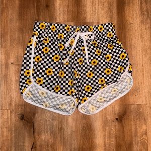 Checkered Sunflower Shorts